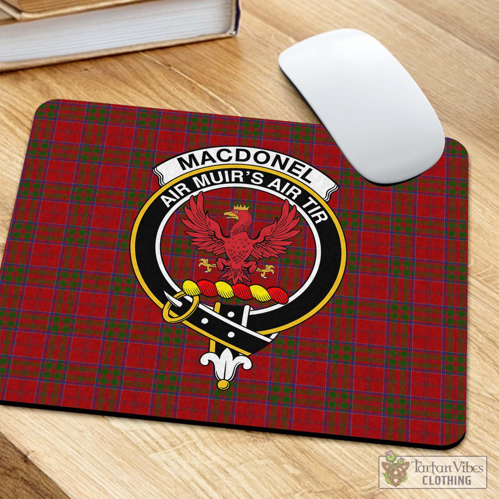 Tartan Vibes Clothing MacDonell of Keppoch Tartan Mouse Pad with Family Crest