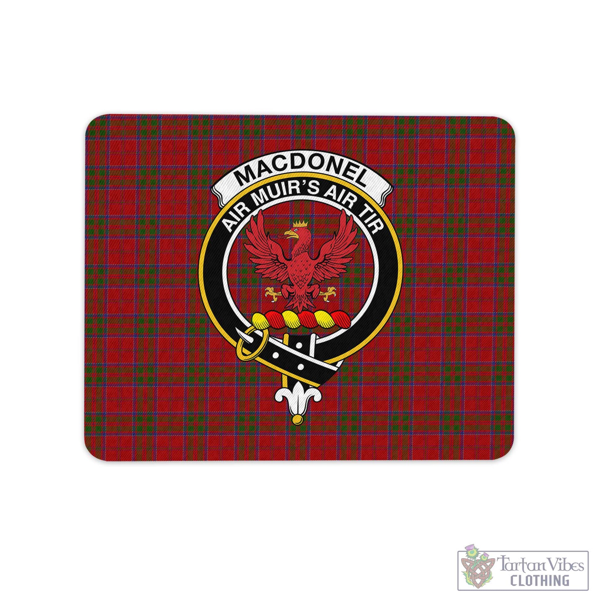 Tartan Vibes Clothing MacDonell of Keppoch Tartan Mouse Pad with Family Crest