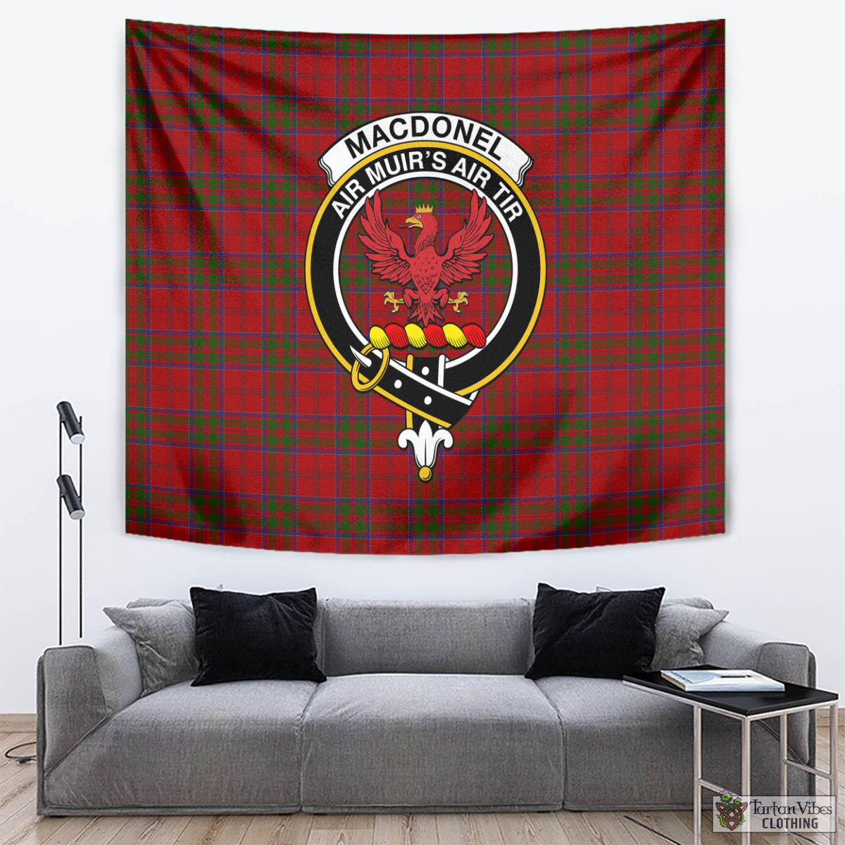 Tartan Vibes Clothing MacDonell of Keppoch Tartan Tapestry Wall Hanging and Home Decor for Room with Family Crest