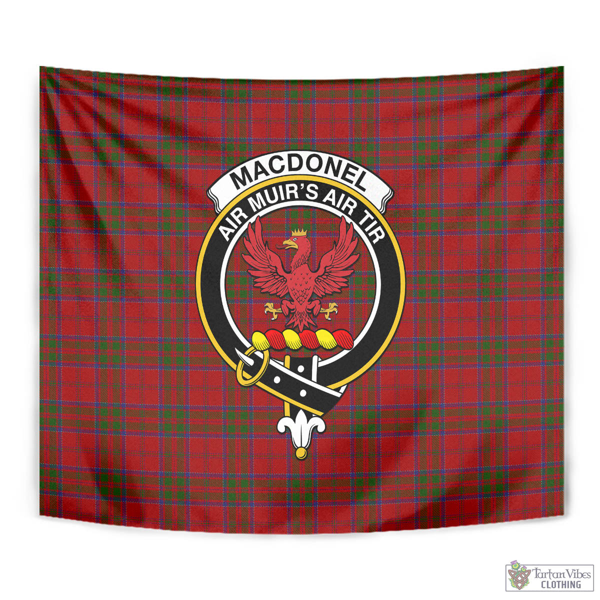 Tartan Vibes Clothing MacDonell of Keppoch Tartan Tapestry Wall Hanging and Home Decor for Room with Family Crest