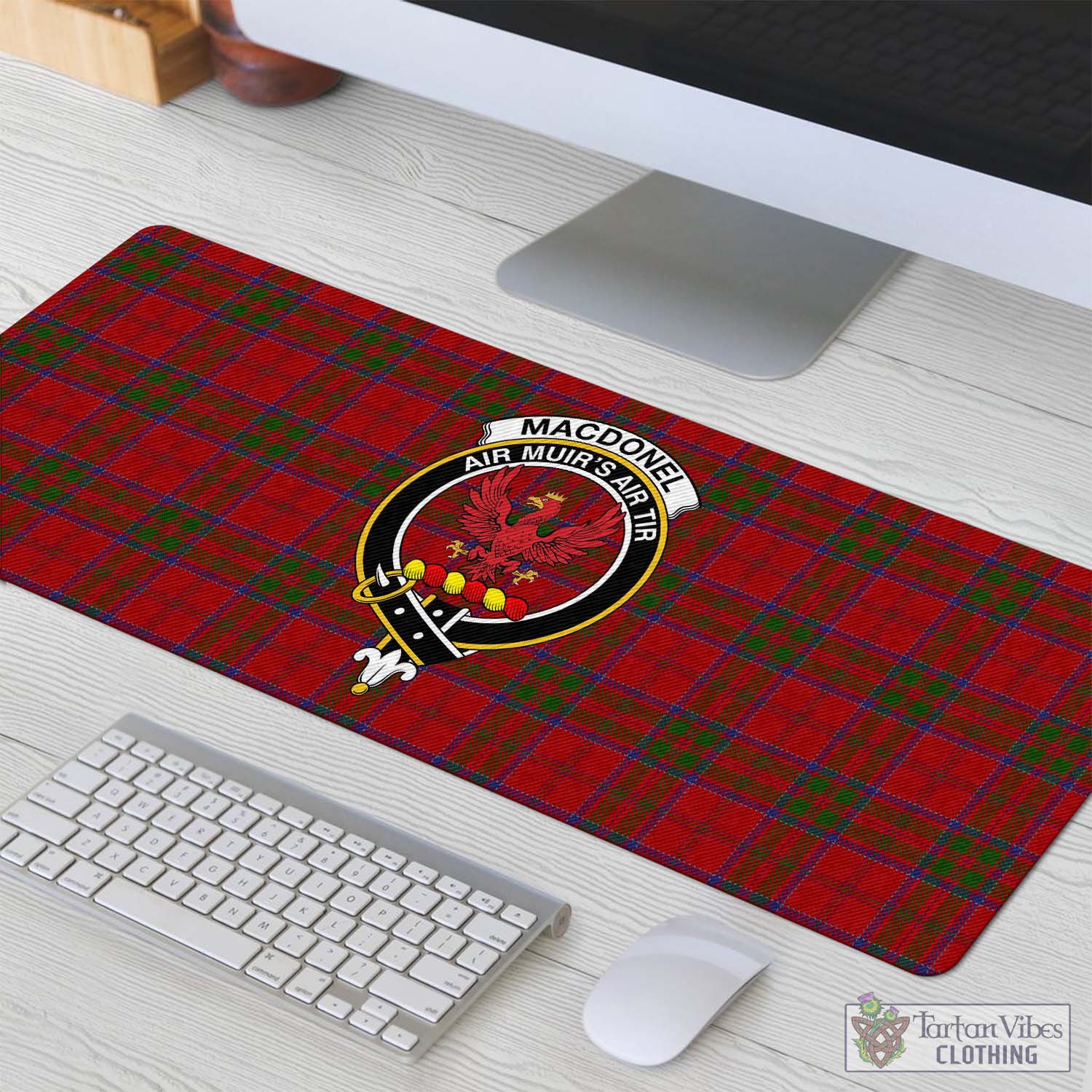 Tartan Vibes Clothing MacDonell of Keppoch Tartan Mouse Pad with Family Crest