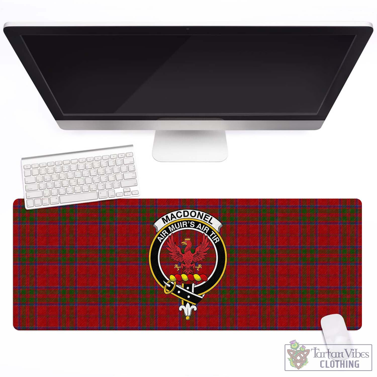 Tartan Vibes Clothing MacDonell of Keppoch Tartan Mouse Pad with Family Crest