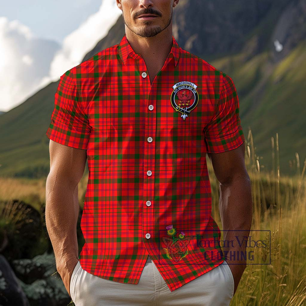 MacDonell of Keppoch Modern Tartan Cotton Hawaiian Shirt with Family Crest Adult - Tartan Vibes Clothing