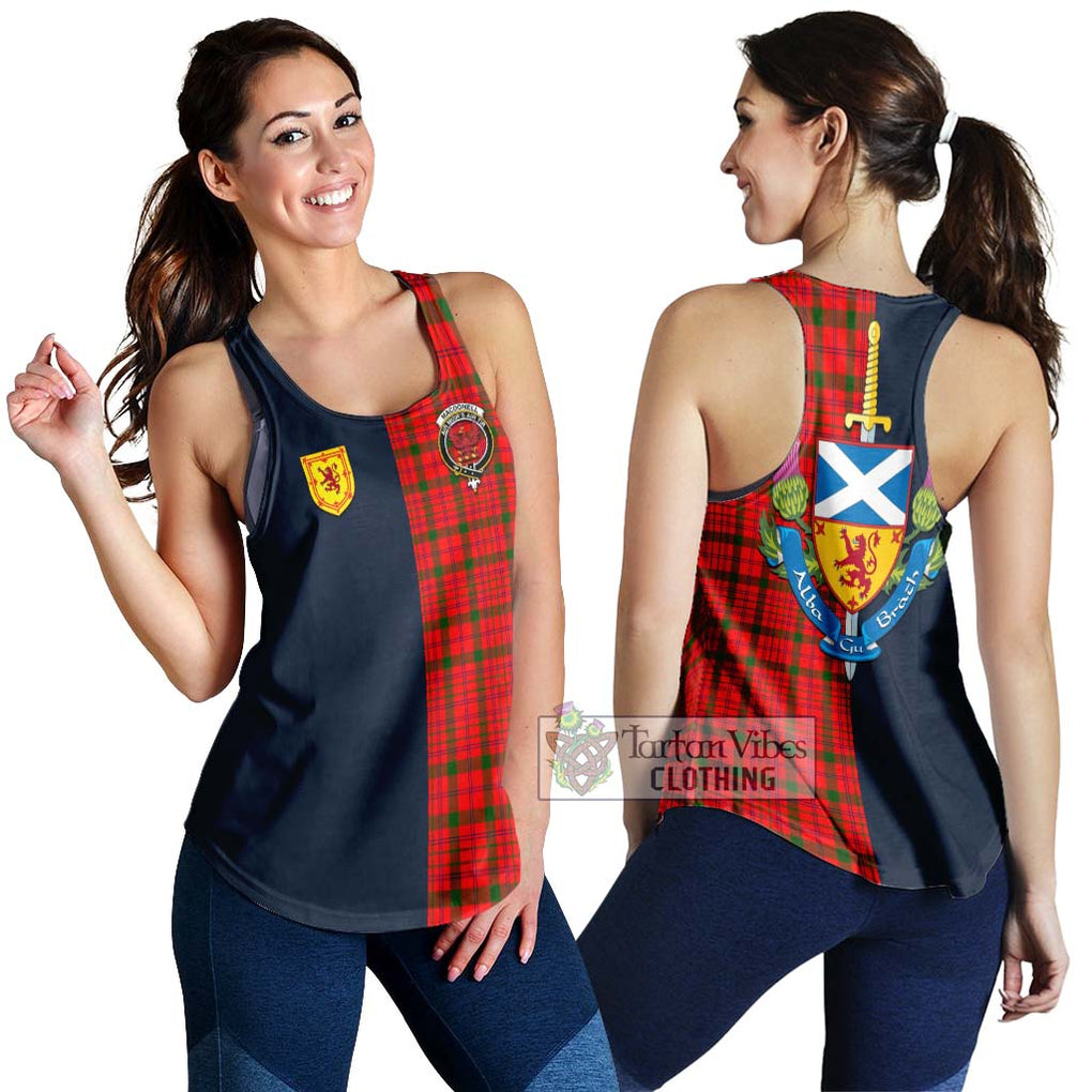 Tartan Vibes Clothing MacDonell of Keppoch Modern Tartan Women's Racerback Tanks with Scottish Lion Royal Arm Half Style