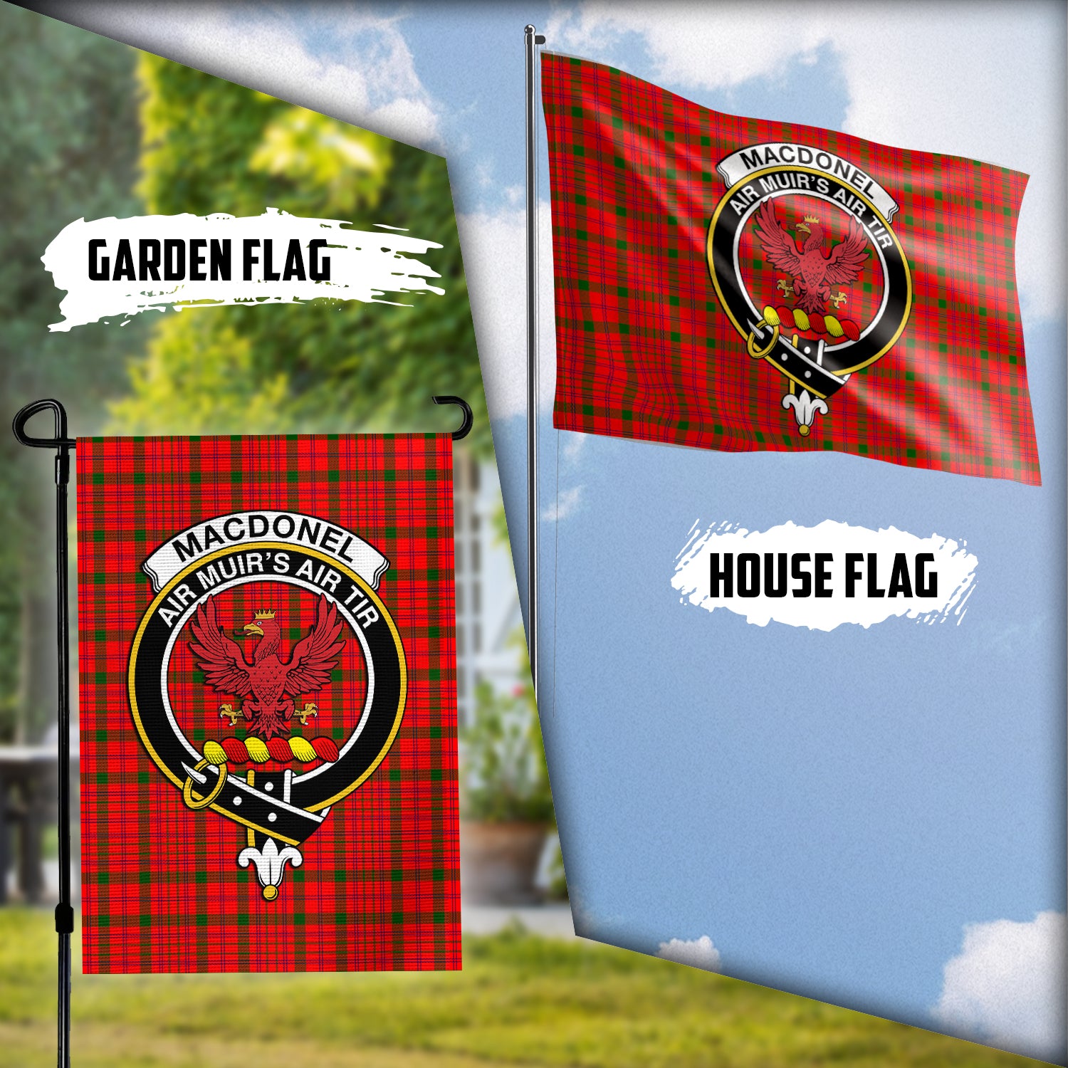 MacDonell of Keppoch Modern Tartan Flag with Family Crest Garden Flag (Vertical) - Tartan Vibes Clothing