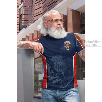 MacDonell of Keppoch Modern Tartan Cotton T-shirt with Family Crest and Scottish Thistle Vibes Sport Style