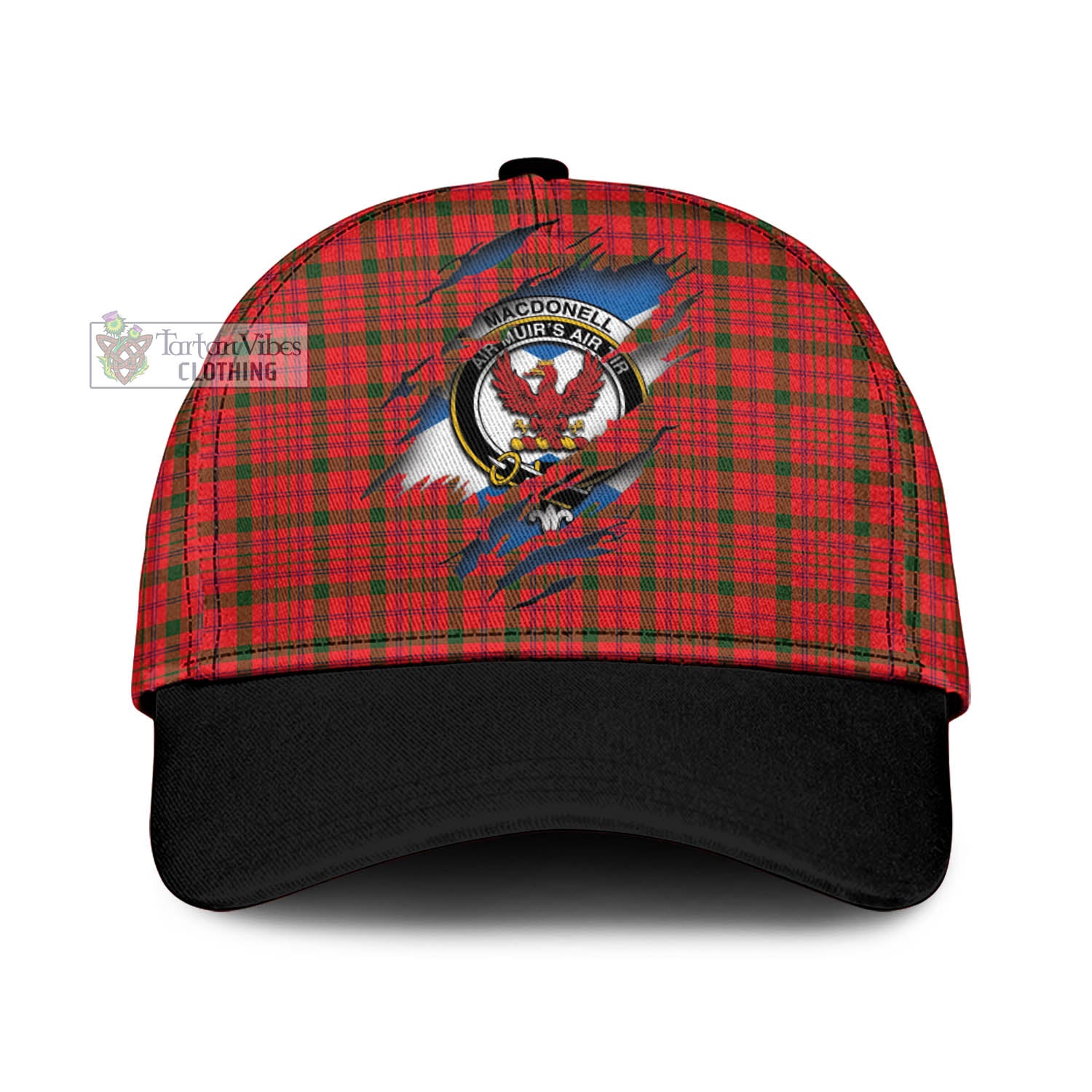 Tartan Vibes Clothing MacDonell of Keppoch Modern Tartan Classic Cap with Family Crest In Me Style