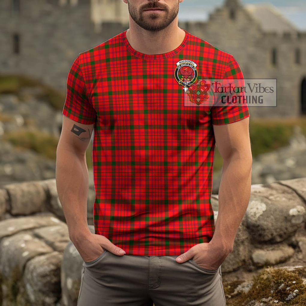 MacDonell of Keppoch Modern Tartan Cotton T-Shirt with Family Crest Men's Shirt - Tartanvibesclothing Shop