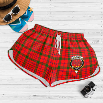 MacDonell of Keppoch Modern Tartan Womens Shorts with Family Crest