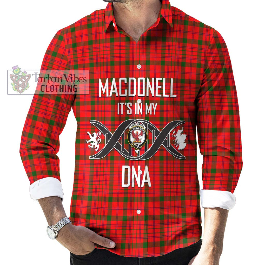 MacDonell of Keppoch Modern Tartan Long Sleeve Button Shirt with Family Crest DNA In Me Style Men's Shirt S - Tartanvibesclothing Shop