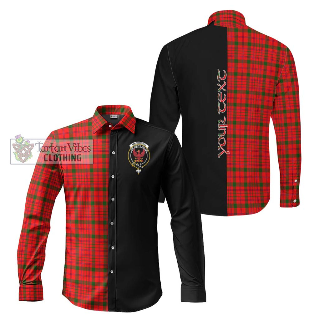 MacDonell of Keppoch Modern Tartan Long Sleeve Button Shirt with Family Crest and Half Of Me Style Men's Shirt S - Tartanvibesclothing Shop