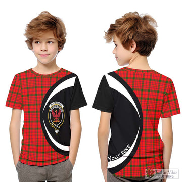 MacDonell of Keppoch Modern Tartan Kid T-Shirt with Family Crest Circle Style