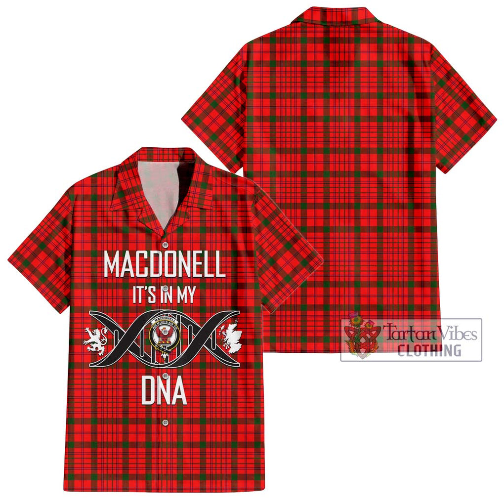 MacDonell of Keppoch Modern Tartan Short Sleeve Button Shirt with Family Crest DNA In Me Style Kid - Tartanvibesclothing Shop