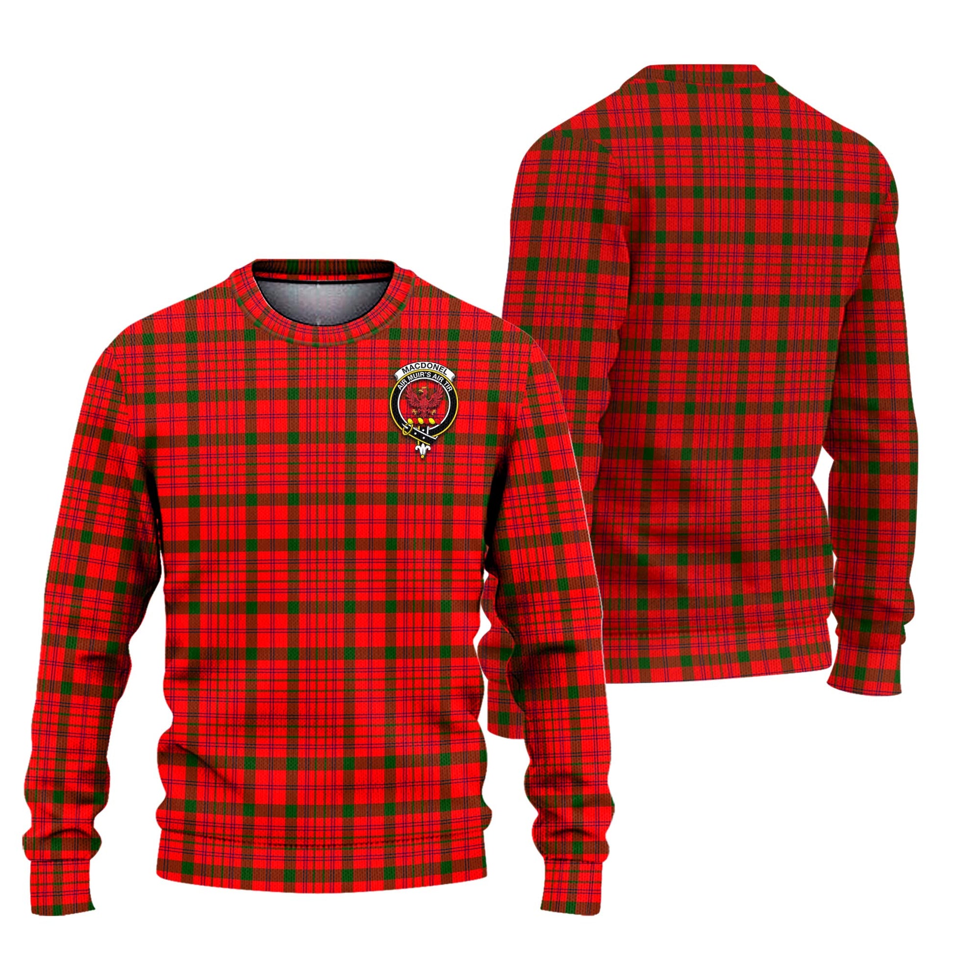 MacDonell of Keppoch Modern Tartan Knitted Sweater with Family Crest Unisex - Tartanvibesclothing