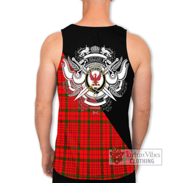 MacDonell of Keppoch Modern Tartan Men's Tank Top with Family Crest and Military Logo Style