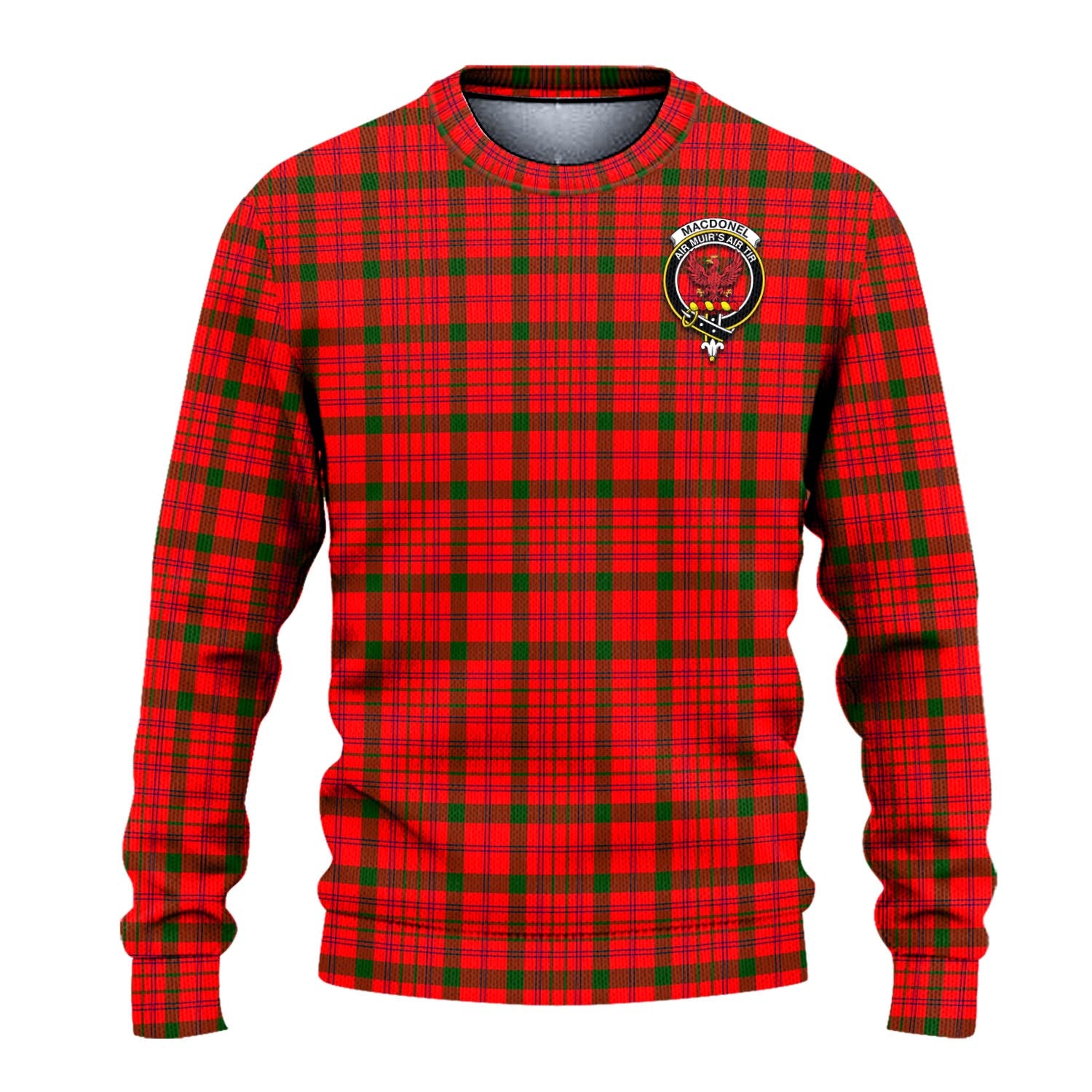 MacDonell of Keppoch Modern Tartan Knitted Sweater with Family Crest - Tartanvibesclothing