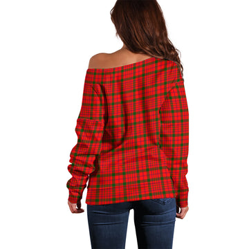 MacDonell of Keppoch Modern Tartan Off Shoulder Women Sweater with Family Crest