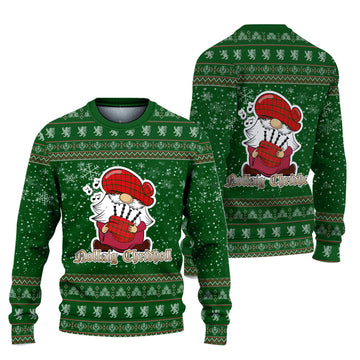 MacDonell of Keppoch Modern Clan Christmas Family Ugly Sweater with Funny Gnome Playing Bagpipes