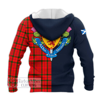 MacDonell of Keppoch Modern Tartan Knitted Hoodie Alba with Scottish Lion Royal Arm Half Style