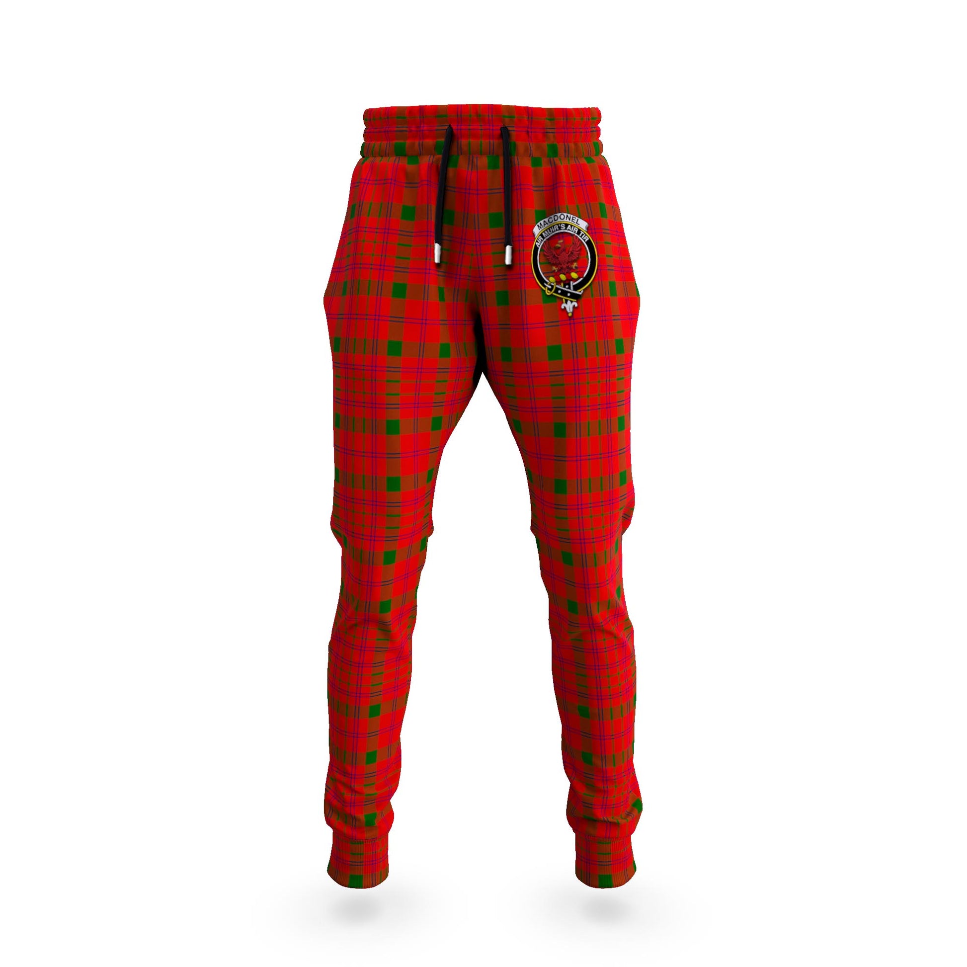 MacDonell of Keppoch Modern Tartan Joggers Pants with Family Crest 5XL - Tartan Vibes Clothing