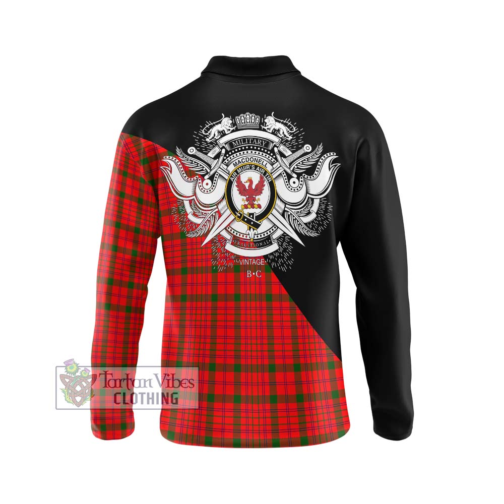 MacDonell of Keppoch Modern Tartan Long Sleeve Polo Shirt with Family Crest and Military Logo Style - Tartanvibesclothing Shop