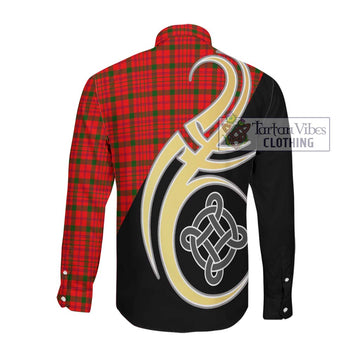 MacDonell of Keppoch Modern Tartan Long Sleeve Button Shirt with Family Crest and Celtic Symbol Style