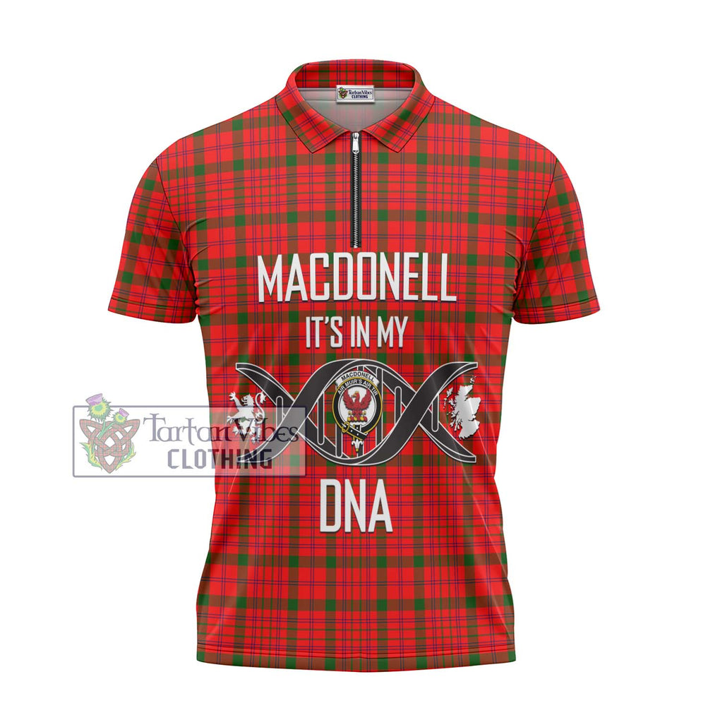 MacDonell of Keppoch Modern Tartan Zipper Polo Shirt with Family Crest DNA In Me Style - Tartanvibesclothing Shop