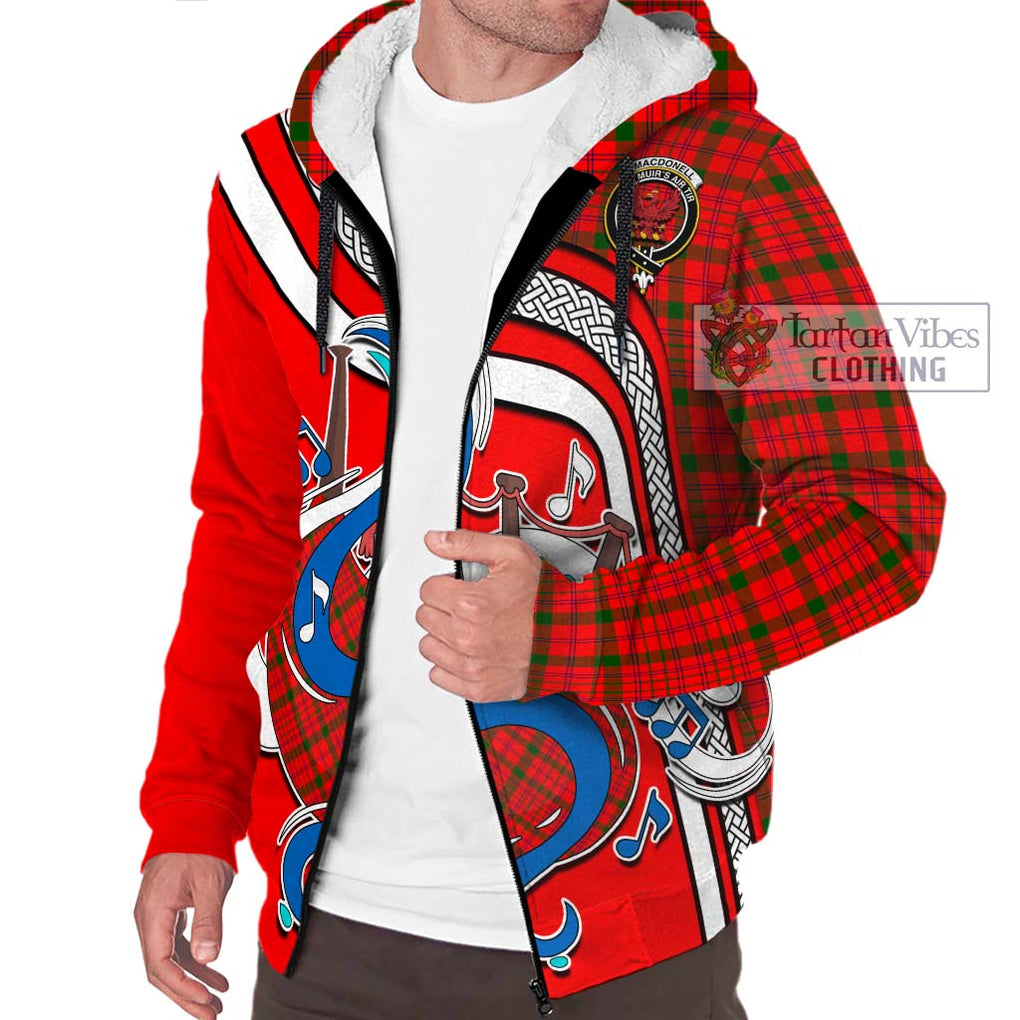 MacDonell of Keppoch Modern Tartan Sherpa Hoodie with Epic Bagpipe Style Unisex - Tartanvibesclothing Shop