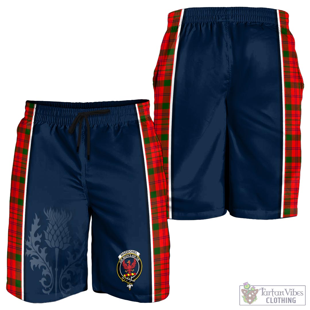 Tartan Vibes Clothing MacDonell of Keppoch Modern Tartan Men's Shorts with Family Crest and Scottish Thistle Vibes Sport Style