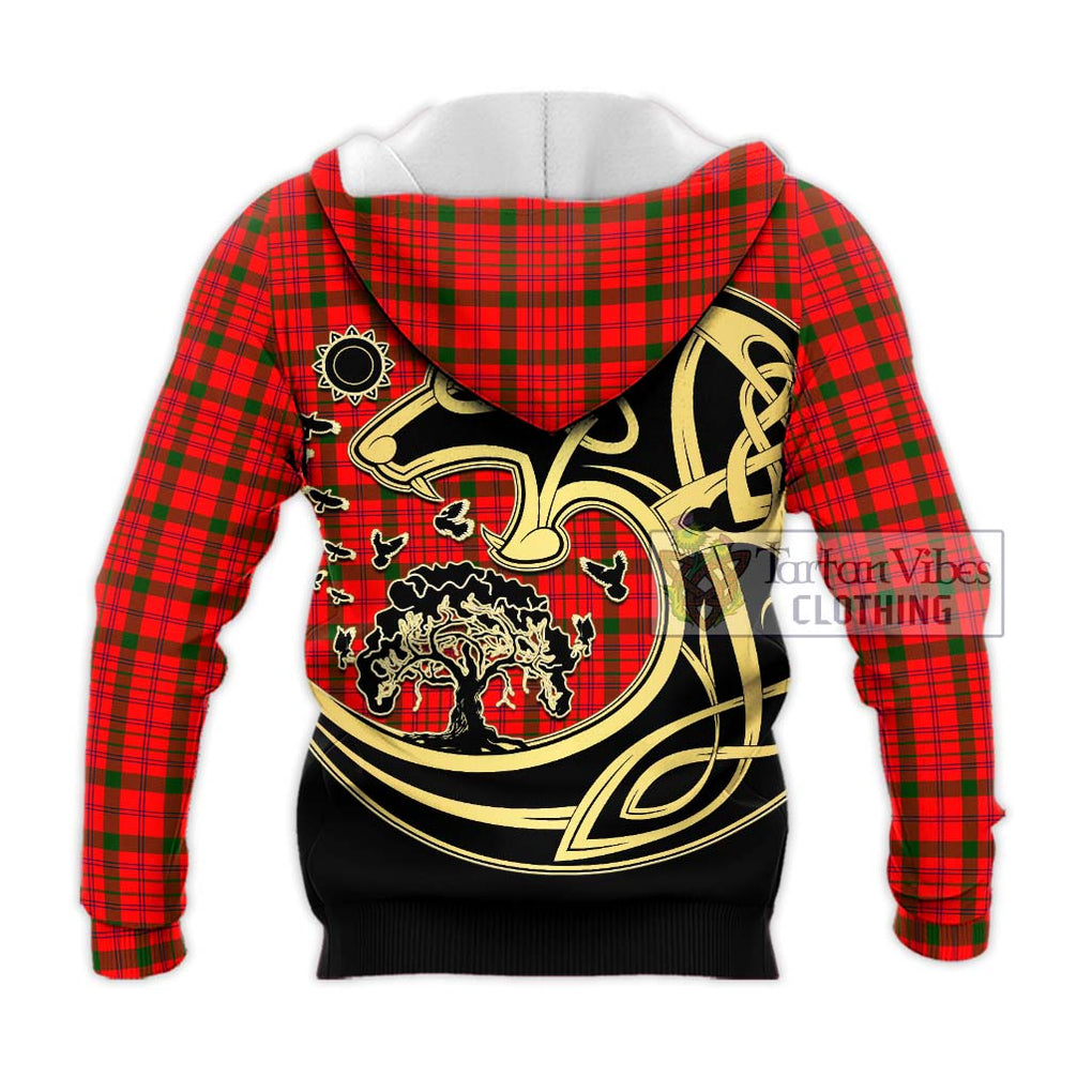 MacDonell of Keppoch Modern Tartan Knitted Hoodie with Family Crest Celtic Wolf Style - Tartan Vibes Clothing