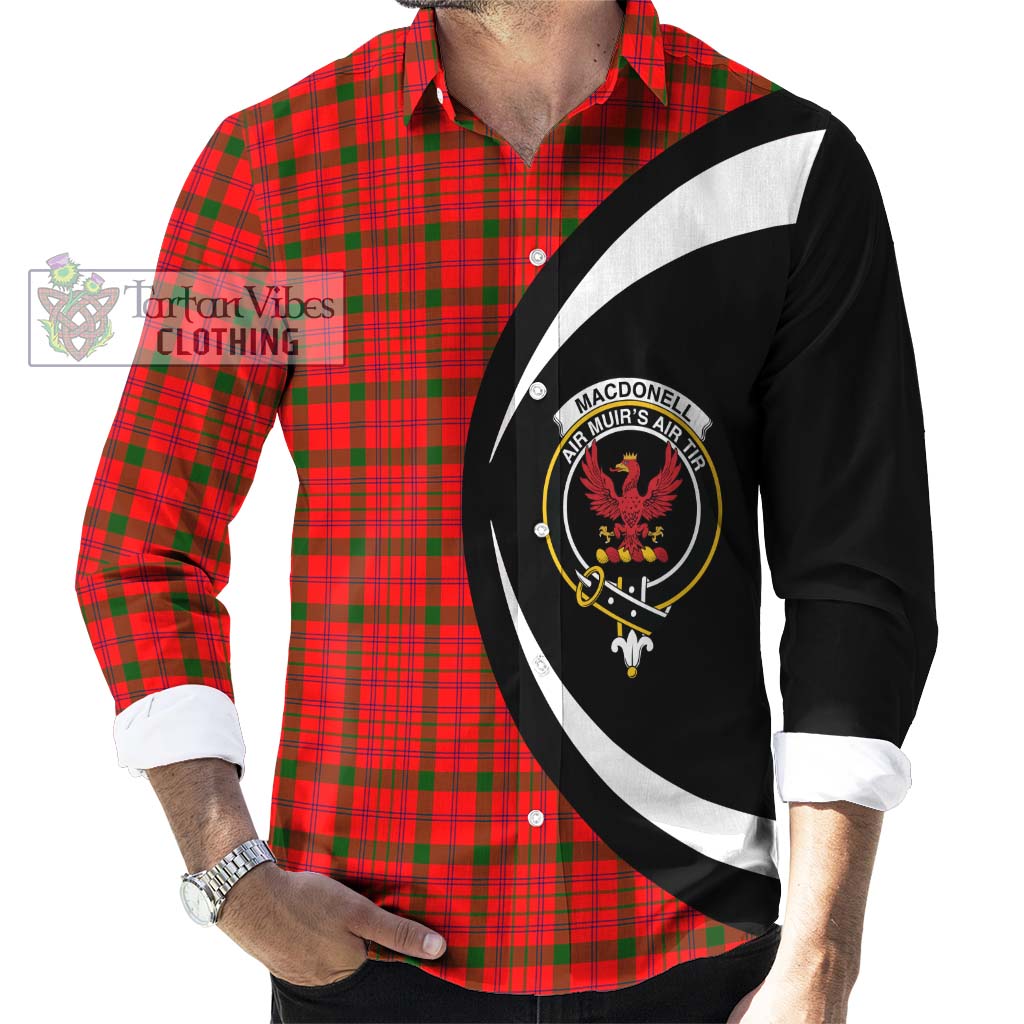 MacDonell of Keppoch Modern Tartan Long Sleeve Button Up with Family Crest Circle Style - Tartan Vibes Clothing