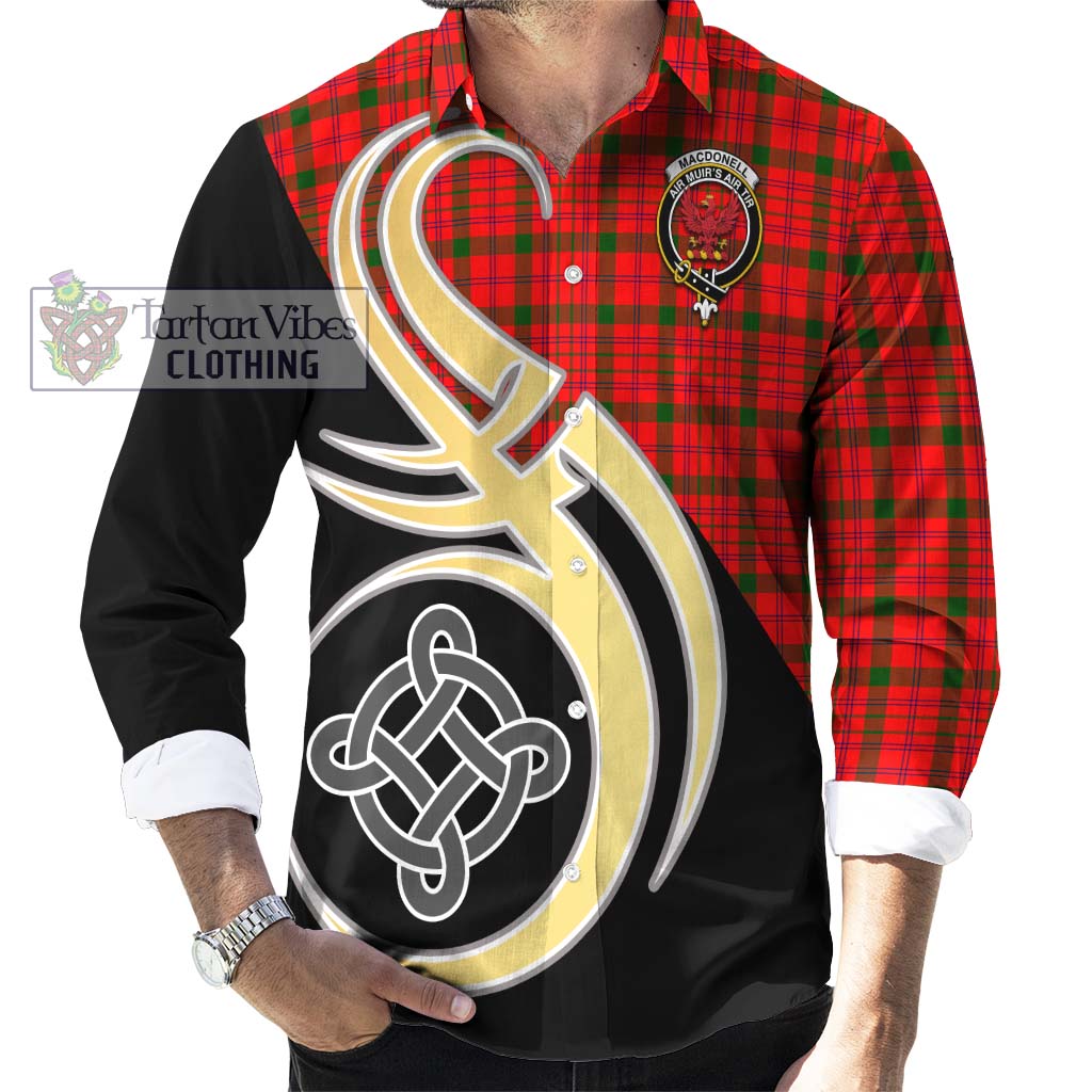 MacDonell of Keppoch Modern Tartan Long Sleeve Button Shirt with Family Crest and Celtic Symbol Style - Tartan Vibes Clothing