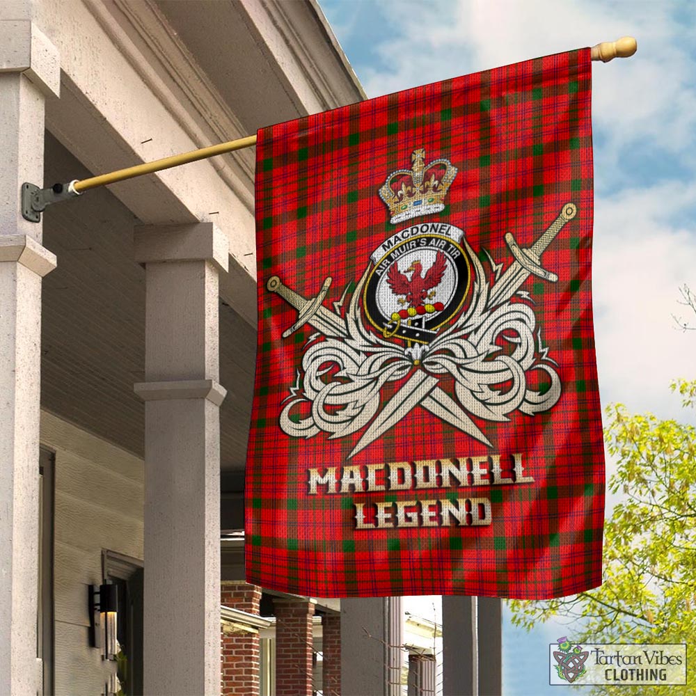 Tartan Vibes Clothing MacDonell of Keppoch Modern Tartan Flag with Clan Crest and the Golden Sword of Courageous Legacy