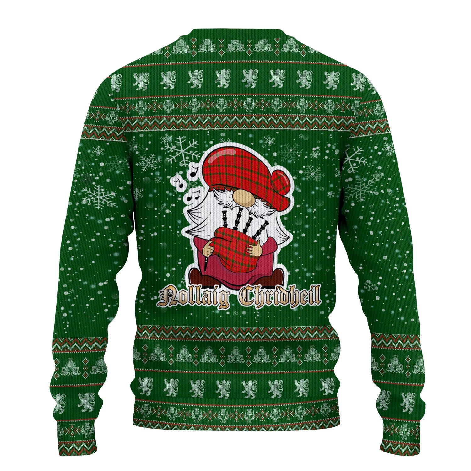 MacDonell of Keppoch Modern Clan Christmas Family Knitted Sweater with Funny Gnome Playing Bagpipes - Tartanvibesclothing