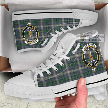 MacDouall Tartan High Top Shoes with Family Crest Kid High Top - White Sole - Tartan Vibes Clothing