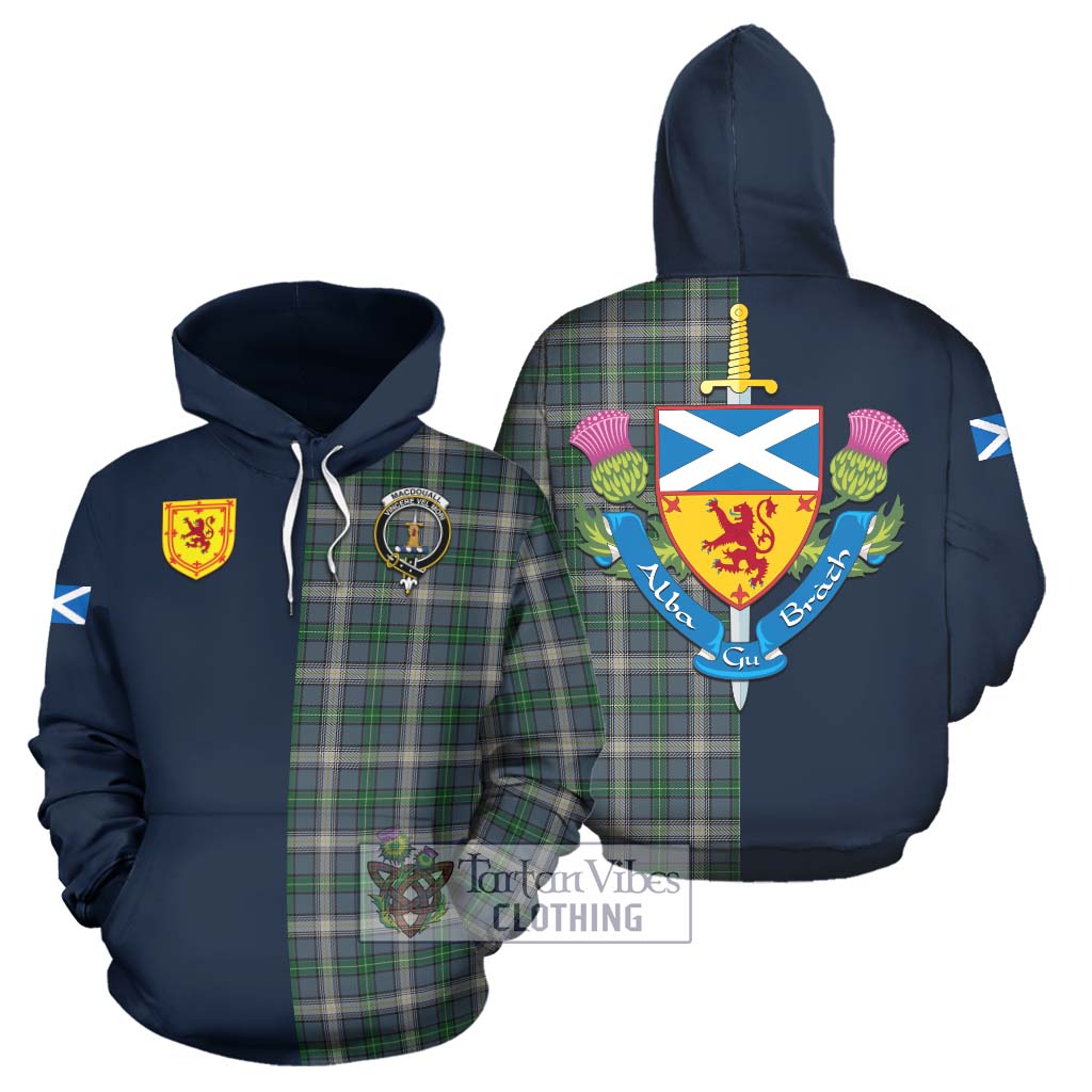 Tartan Vibes Clothing MacDouall Tartan Hoodie with Scottish Lion Royal Arm Half Style