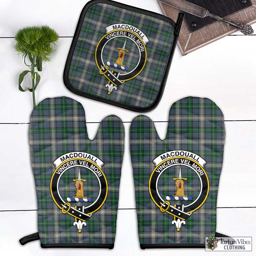 MacDouall Tartan Combo Oven Mitt & Pot-Holder with Family Crest Black - Tartan Vibes Clothing