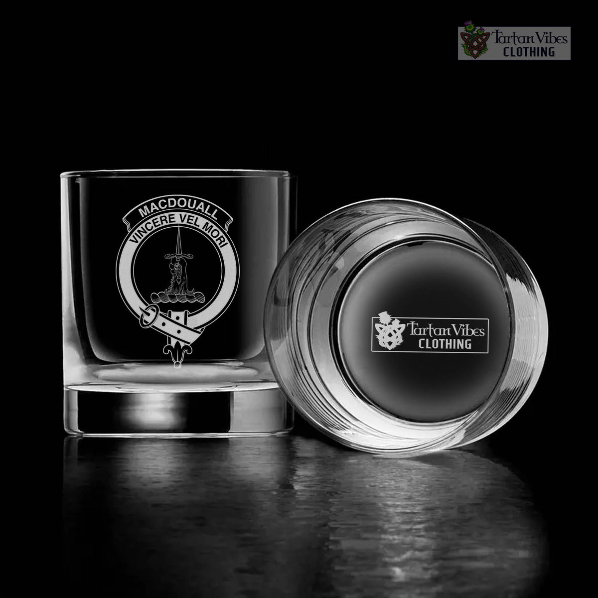 MacDouall Clan Crest Engraved Whiskey Glass - 2D-tartanvibesclothing