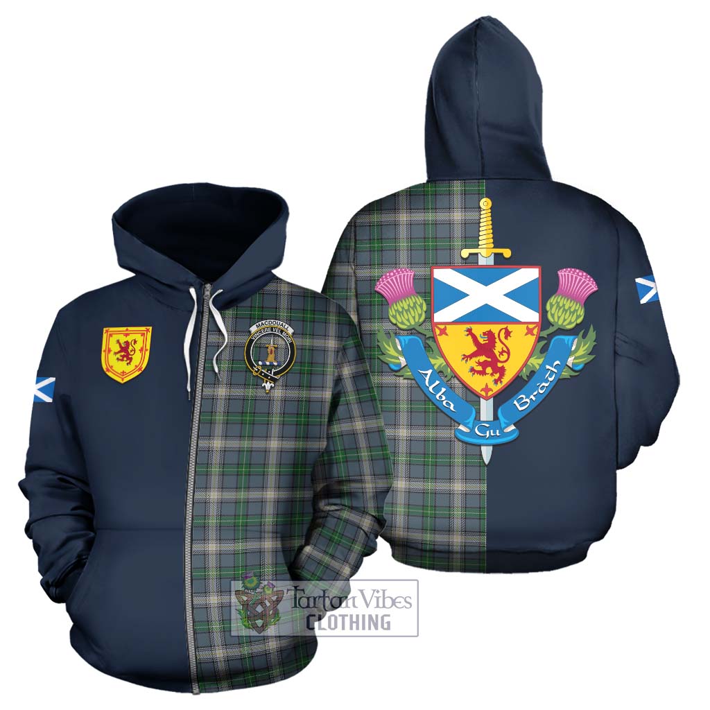 Tartan Vibes Clothing MacDouall Tartan Hoodie with Scottish Lion Royal Arm Half Style