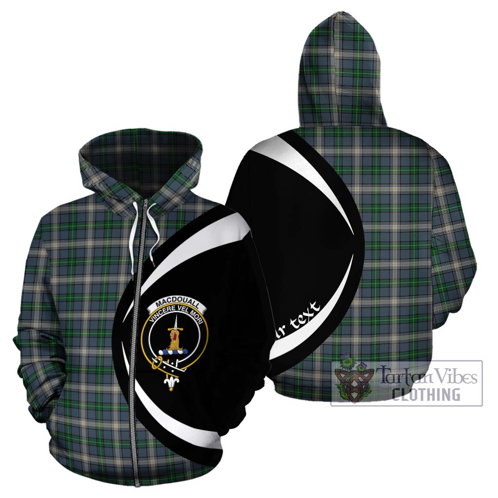 Tartan Vibes Clothing MacDouall Tartan Hoodie with Family Crest Circle Style