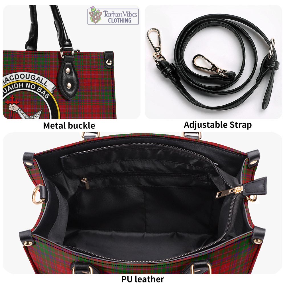 Tartan Vibes Clothing MacDougall Tartan Luxury Leather Handbags with Family Crest