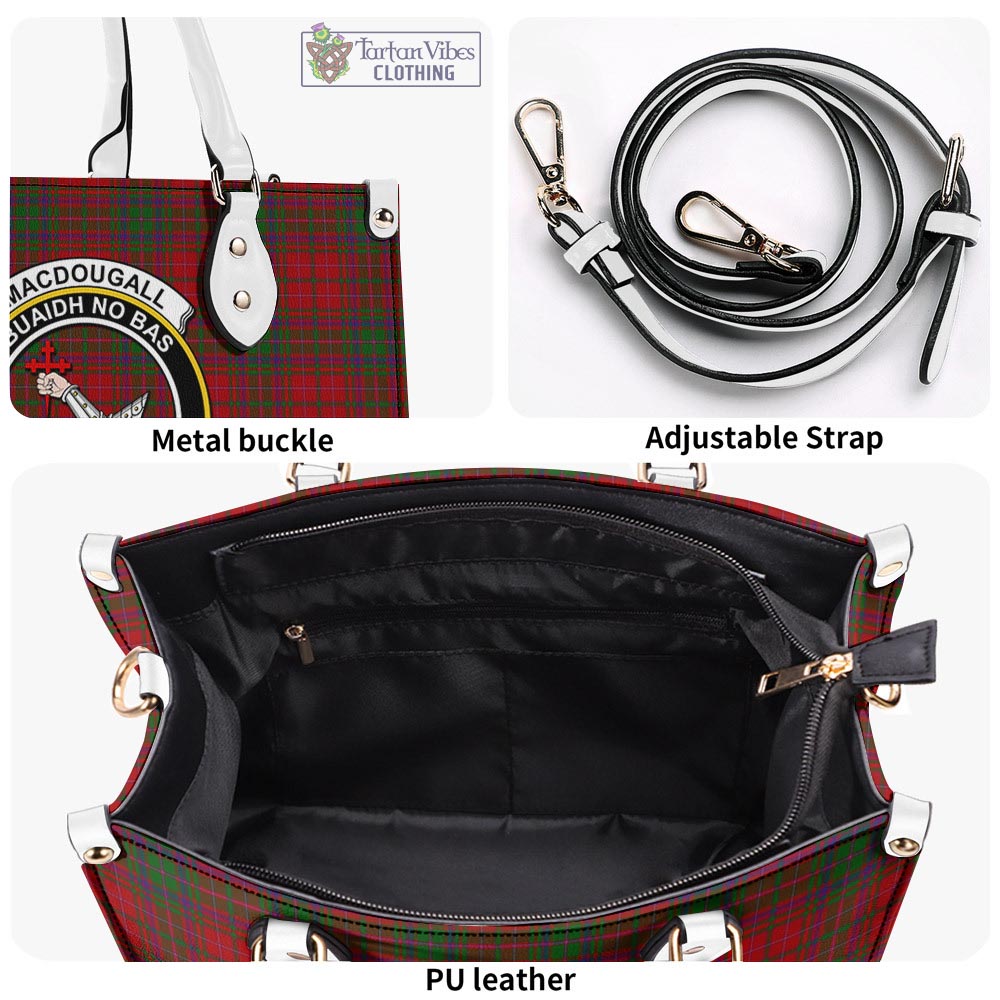 Tartan Vibes Clothing MacDougall Tartan Luxury Leather Handbags with Family Crest