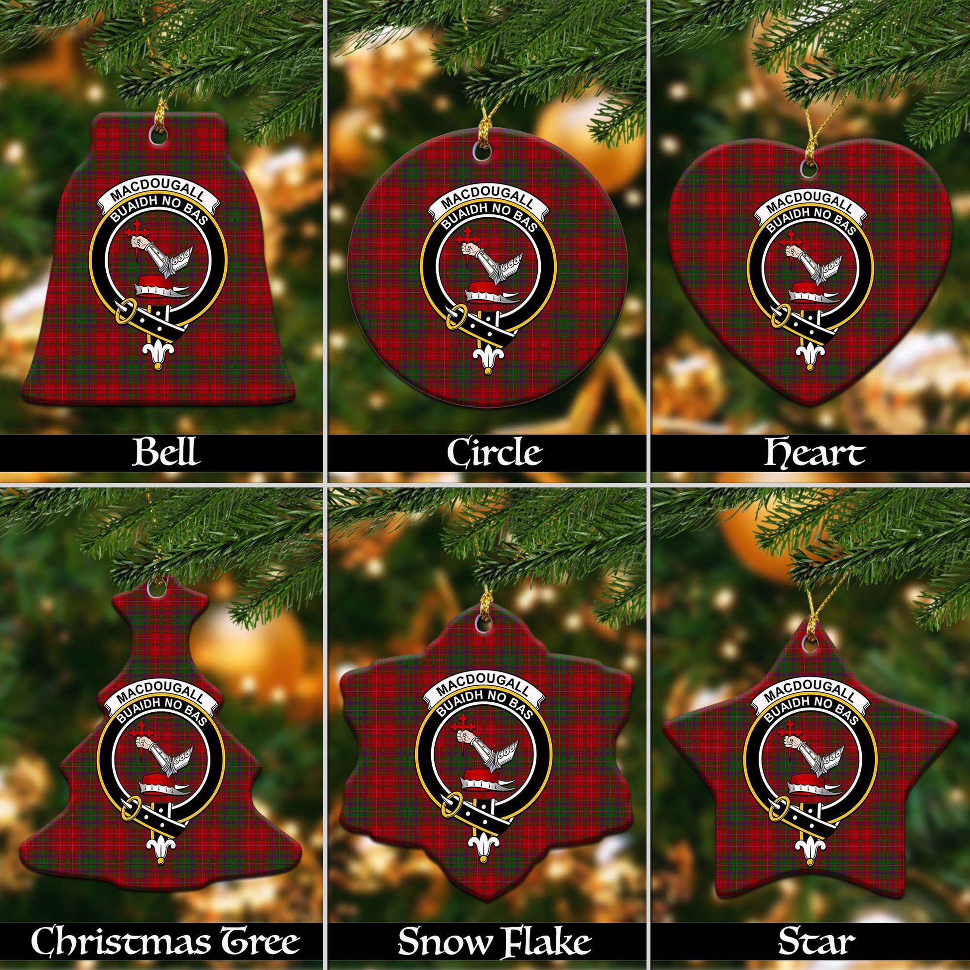 MacDougall Tartan Christmas Ornaments with Family Crest - Tartanvibesclothing