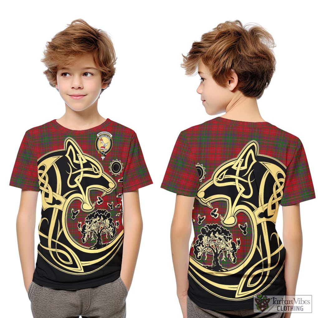 MacDougall (McDougall) Tartan Kid T-Shirt with Family Crest Celtic Wolf Style Youth XL Size14 - Tartan Vibes Clothing