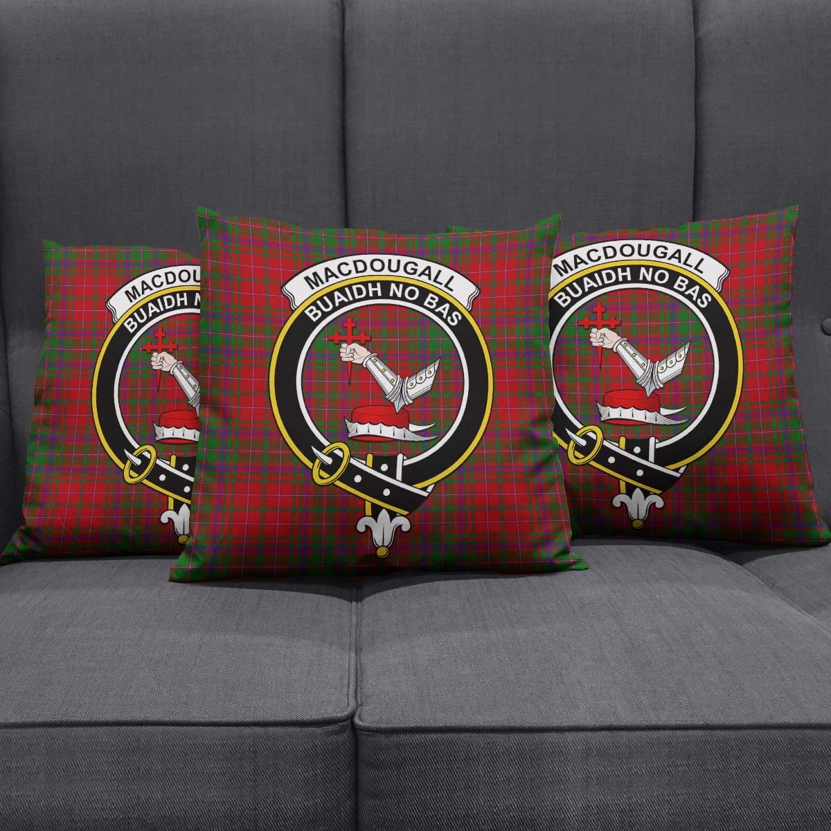 MacDougall Tartan Pillow Cover with Family Crest Square Pillow Cover - Tartanvibesclothing