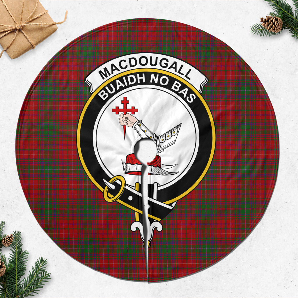 MacDougall Tartan Christmas Tree Skirt with Family Crest - Tartanvibesclothing