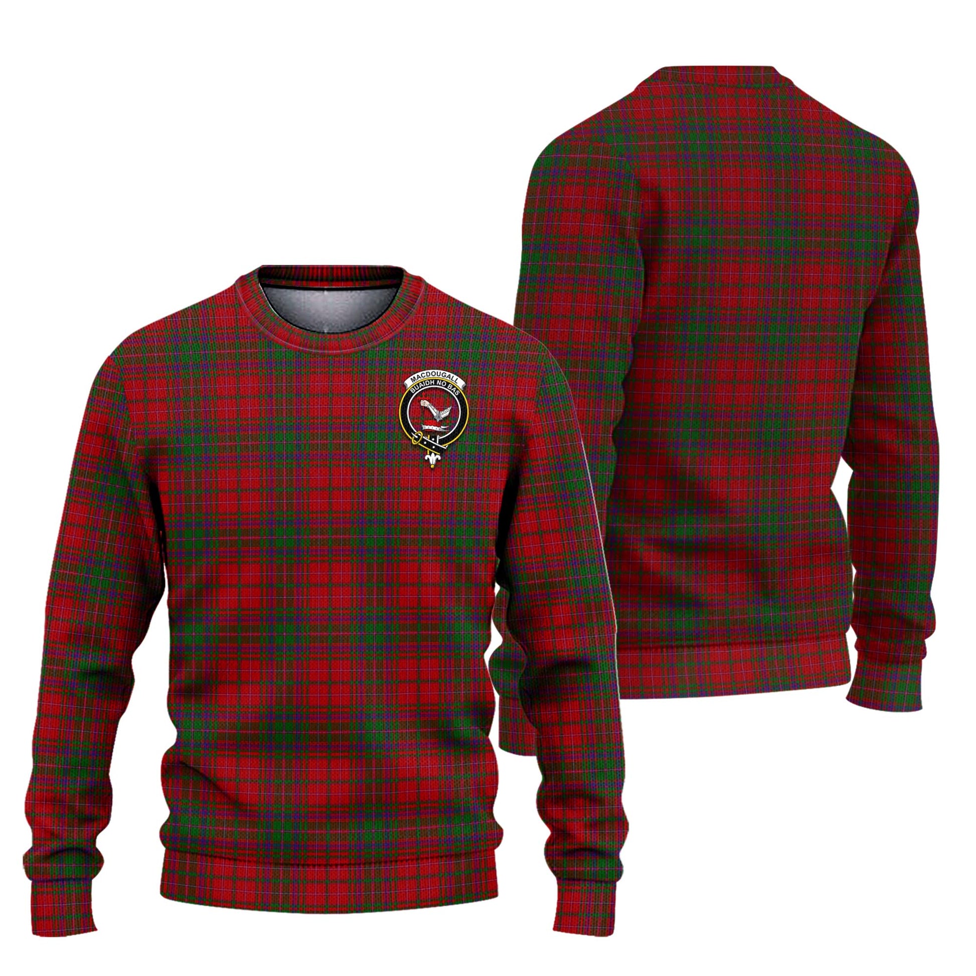 MacDougall Tartan Knitted Sweater with Family Crest Unisex - Tartanvibesclothing