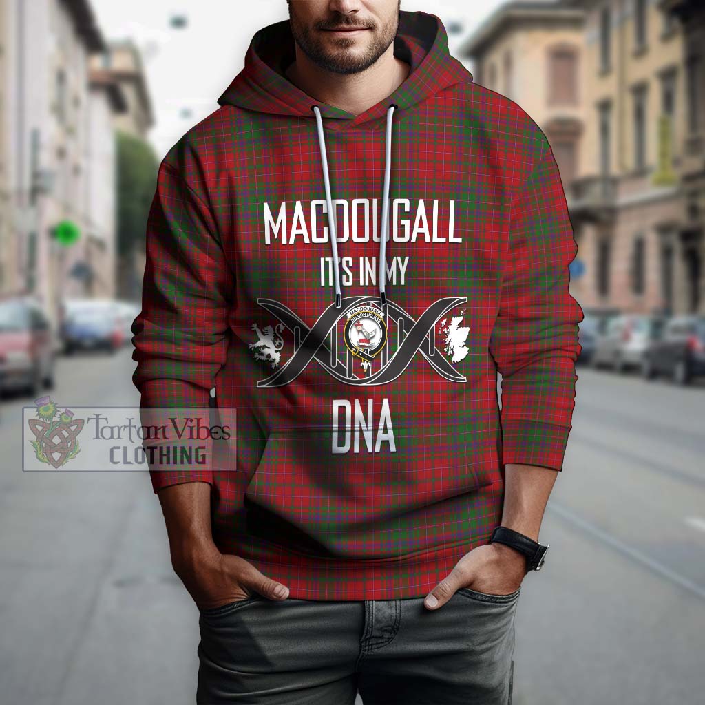 Tartan Vibes Clothing MacDougall Tartan Hoodie with Family Crest DNA In Me Style