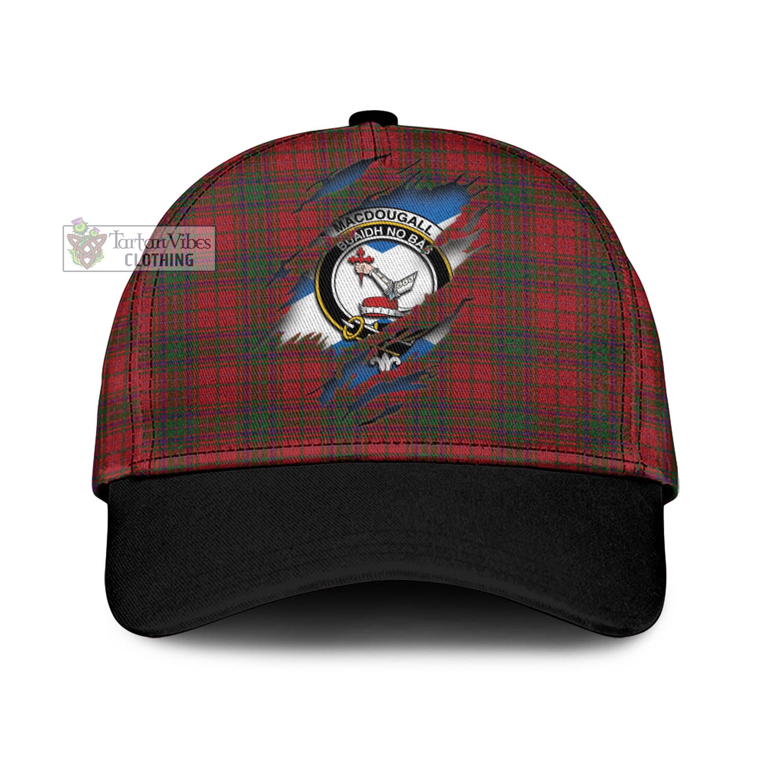 Tartan Vibes Clothing MacDougall Tartan Classic Cap with Family Crest In Me Style