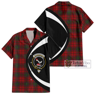 MacDougall (McDougall) Tartan Short Sleeve Button Up with Family Crest Circle Style